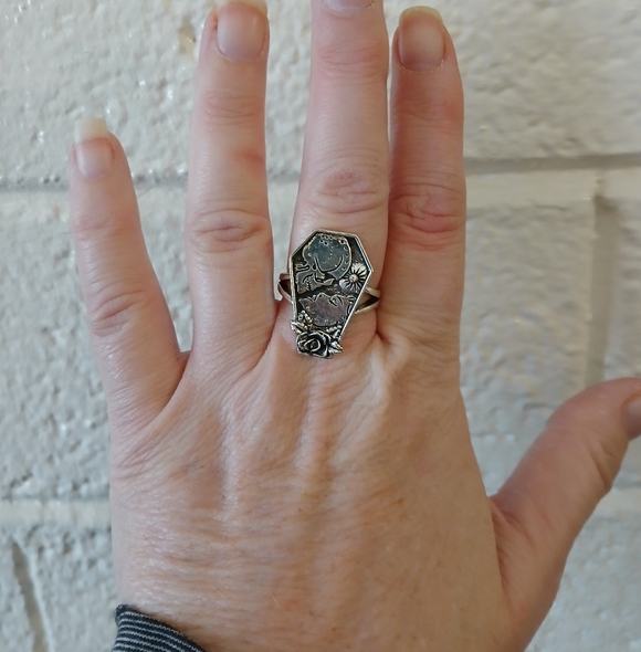 New "Till Death Do Us Part" Silver Coffin Ring. - Picture 6 of 14